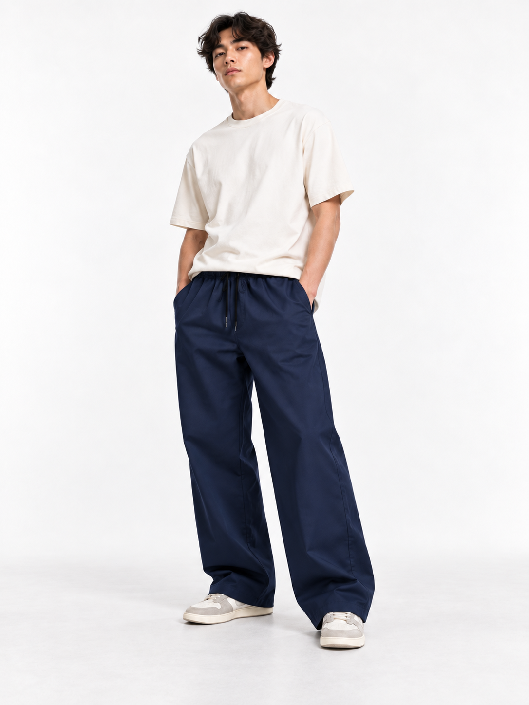 Pantalón Worker Blue look frontal con modelo