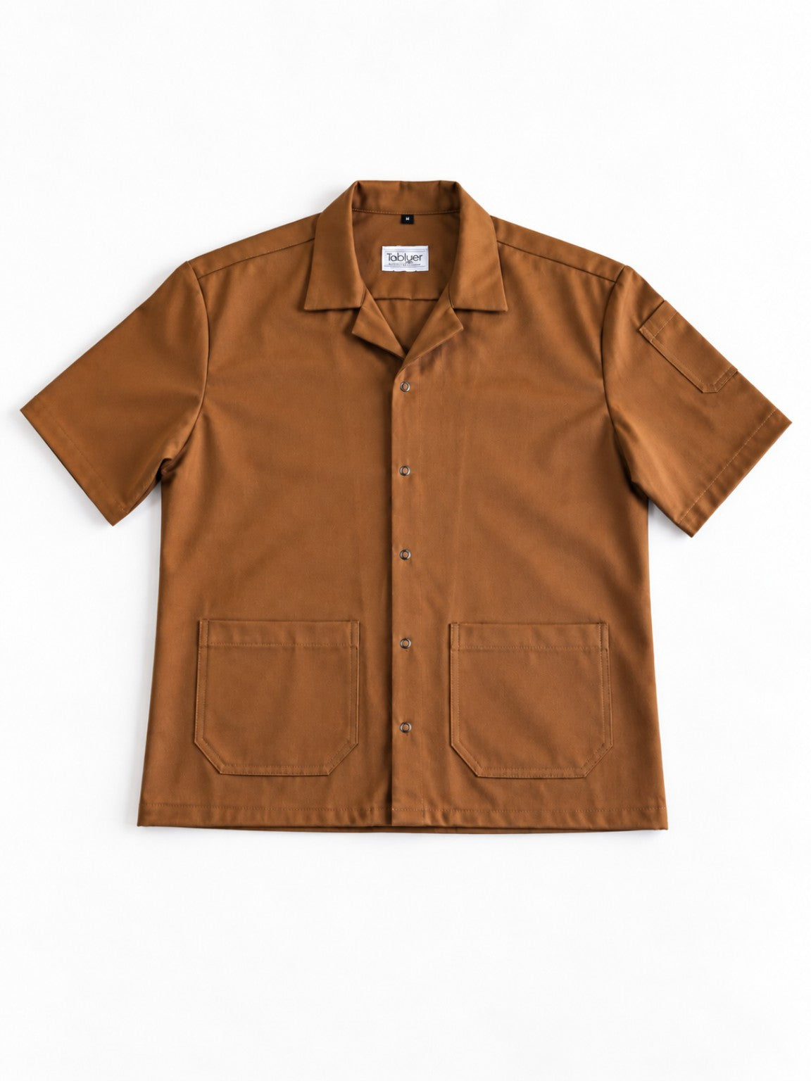 Camisa Worker Camel de algodón orgánico 200 g/m² vista frontal