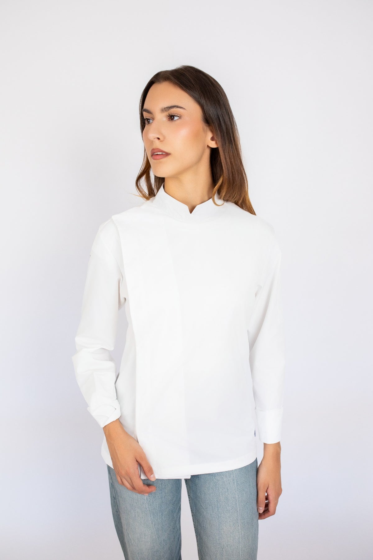 Chaqueta de cocina Bronx blanca vista frontal