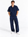 Conjunto Worker Blue de camisa y pantalón en algodón orgánico, vista frontal