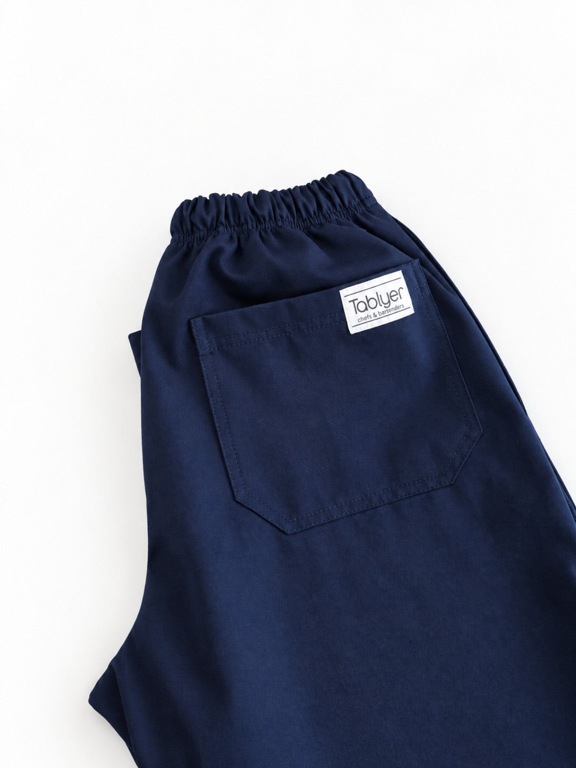 Pantalón Worker Blue detalle de bolsillo trasero y cintura elástica