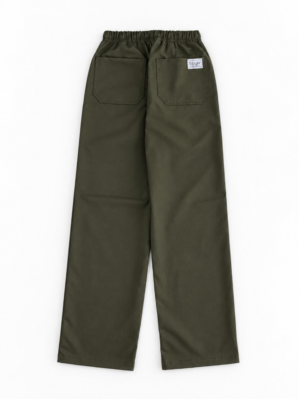 Pantalón Worker Green de algodón orgánico vista trasera con bolsillos